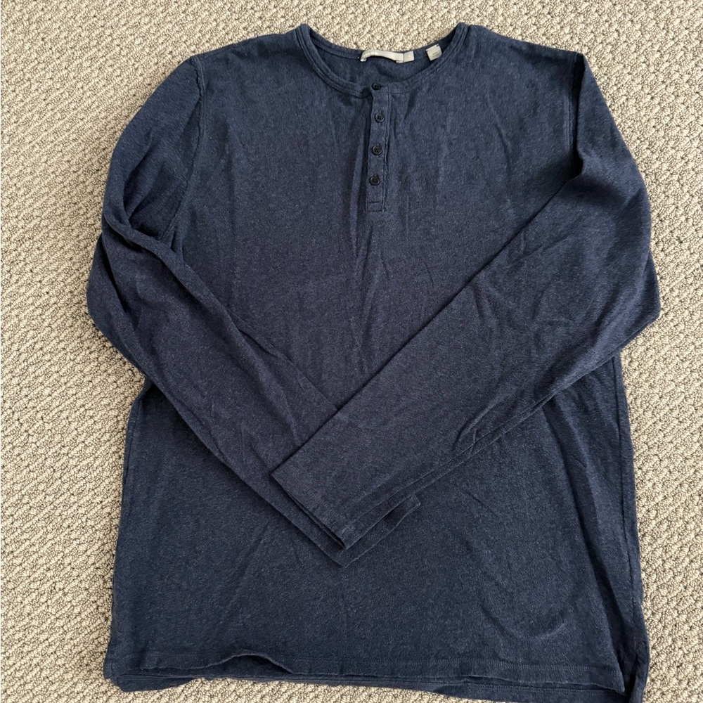 Vince Dark Blue Long Sleeve Henley